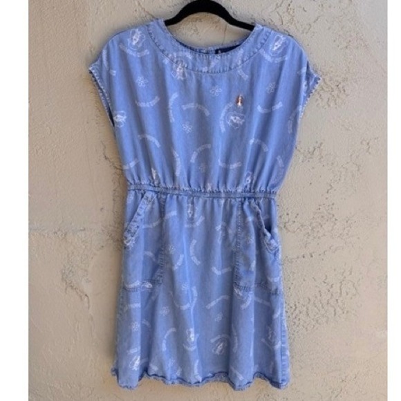 Hush Puppies Dresses & Skirts - Hush Puppies Camden Dog Logo Print Elastic Waist Pockets Dress MEDIUM Retro